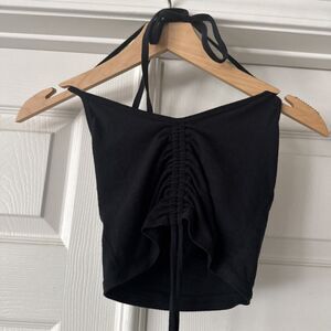 Hollister XS Womens Pleated Halter Top Black Goth Ruched Y2K Summer Spring